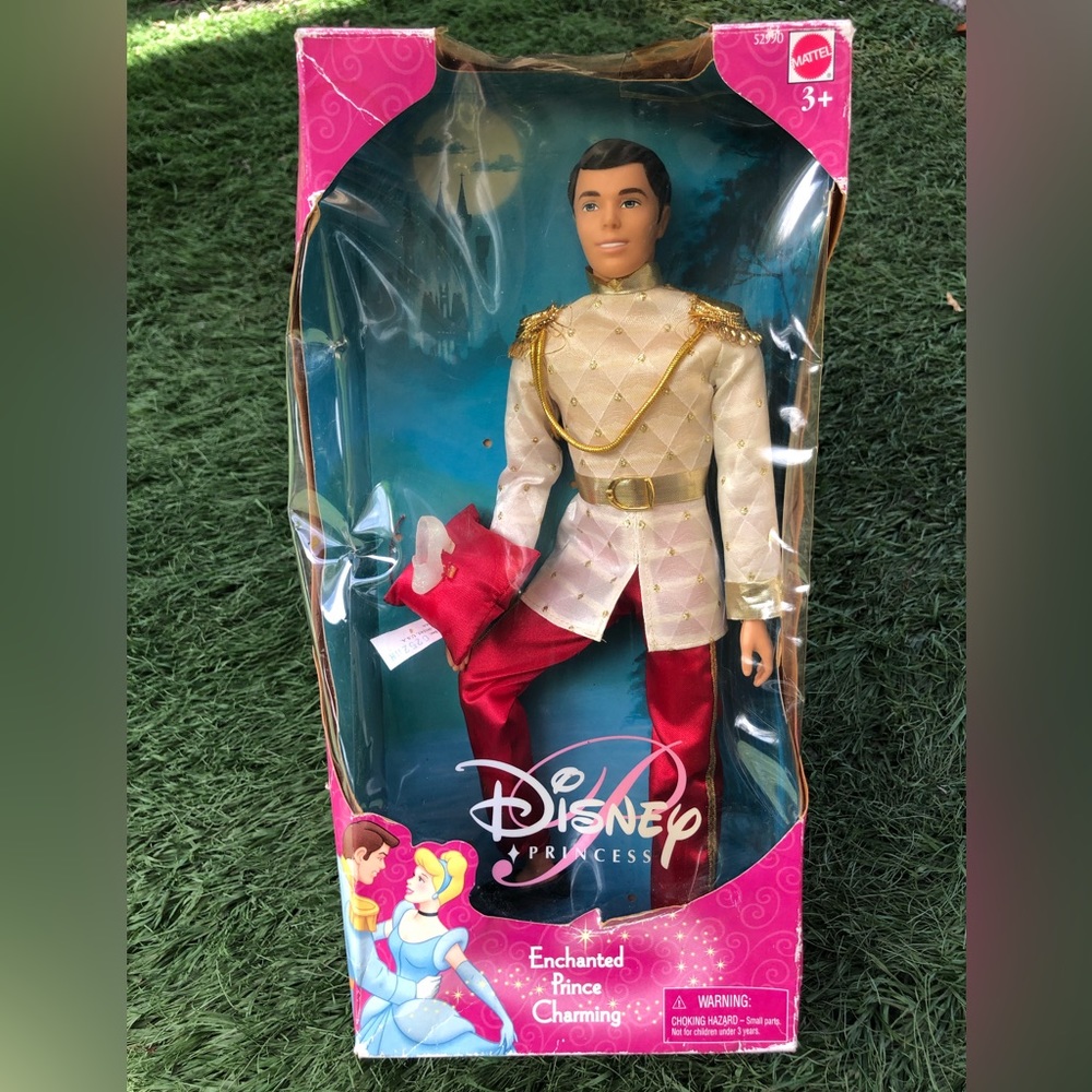 2001 Disney Store Enchanted PRINCE CHARMING Doll w/ Cinderella Glass Slipper